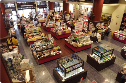 Inside the store with the motif of Shurijo Castle